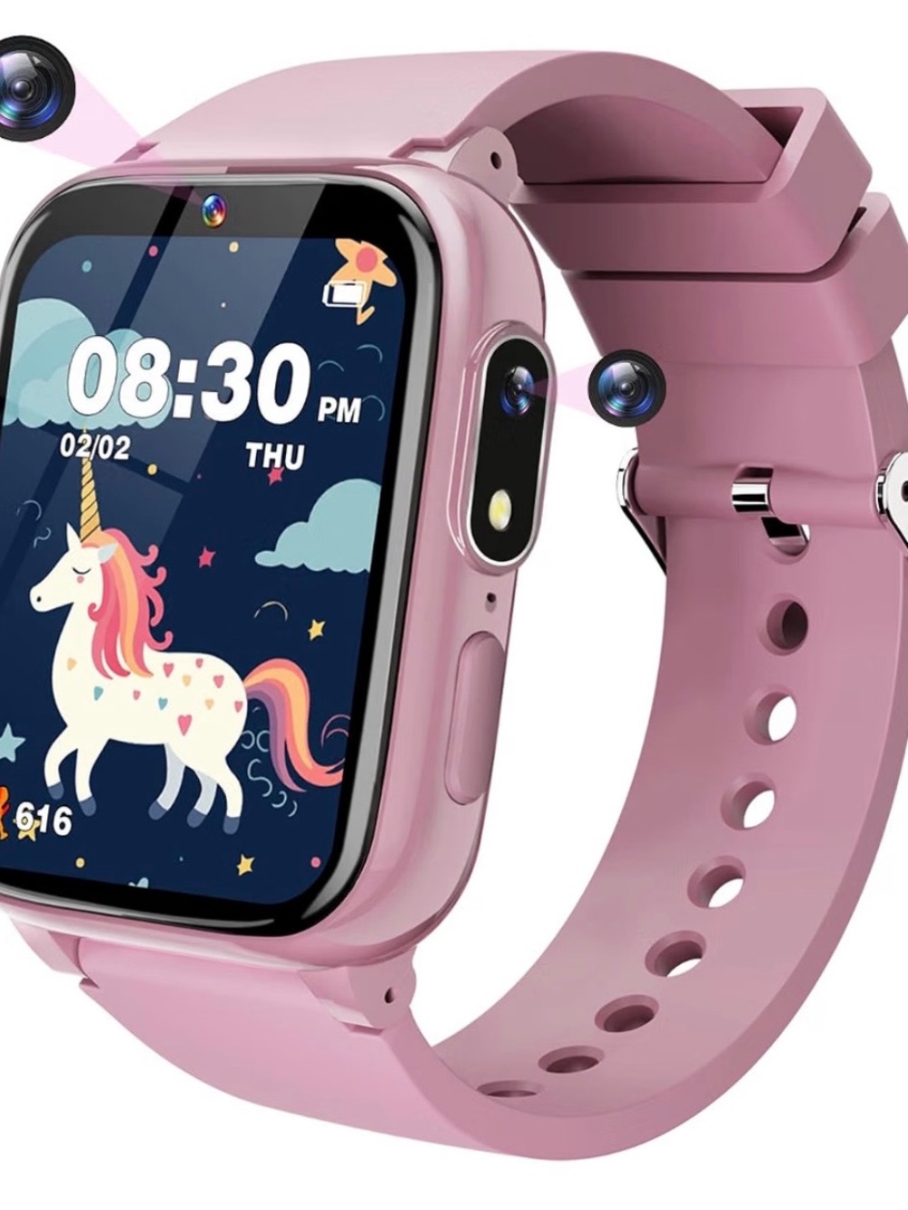 Kids Pink Smartwatch with Camera and Unicorn Face